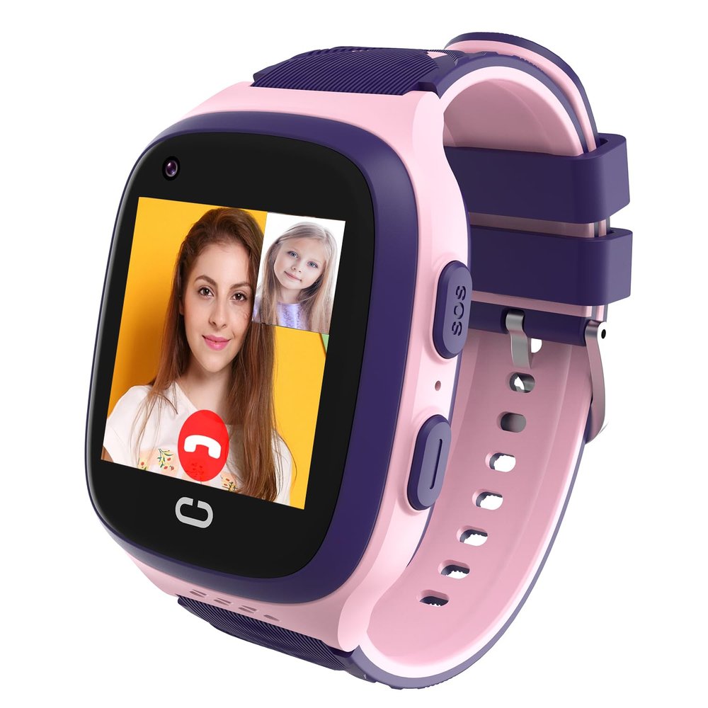 4G Kids Smart Watch with GPS Tracker - Smartwatch for Kid with Video Call Voice Chat SOS Camera Alarm Clock Puzzle Games Tracker HD Touch Screen for 3-12 Years Girls Boys (Pink)