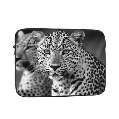 13 Inch Laptop Sleeve Bag Waterproof Shockproof Laptop Case Bag Black White Leopard Animal Computer Skin Bags Lightweight Tablet Carrying Case