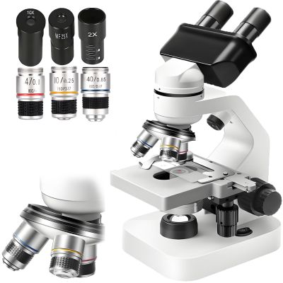 ddingsmafosee Lab Compound Binocular Microscopes,Binocular Wide-Angle Hd Microscope,40x-2000x Magnification,185 Achromatic Objective,Wf10/Wf25/2x Lens,Dual Led Lights and Dual Stages with Lab Gifts