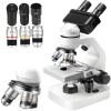 ddingsmafosee Lab Compound Binocular Microscopes,Binocular Wide-Angle Hd Microscope,40x-2000x Magnification,185 Achromatic Objective,Wf10/Wf25/2x Lens,Dual Led Lights and Dual Stages with Lab Gifts view 1