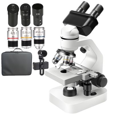 Professional Binocular Compound Microscope,40x-2000x High Power Microscope,Epc Lens Microscope for Laboratory,Double Stage,Integrated Caliper,Upper and Lower Double Led Lights