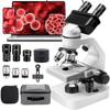 ddingsmafosee Beginner Binocular Microscope Kit,Compound Microscope for Students,40-2000x Experimental Microscope,Dual Led Lights,360 Dual Focus,with 2X Mirror,Phone Holder and Storage Box view 1
