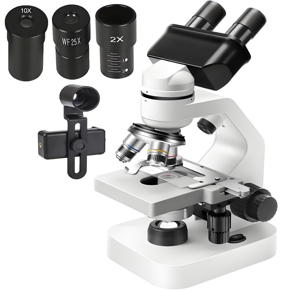 2025 Upgraded Microscope,40x-2000x Compound Biological Microscope with 2X Magnification and Mobile Phone Adapter,Suitable for Students,Adults,Beginners,Laboratory Teaching Gifts