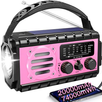 NOAA Weather Radio, 20000mAh Emergency Portable Radio, Hand Crank & Solar