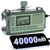 Emergency Weather Radio - AM/FM/NOAA Hand Crank Radio with 15W Fast Charge, 40000mAh Portable Solar Power Bank, Multi-Function Flashlight & SOS Alarm for Outdoor Indoor Emergencies (Green) view 1