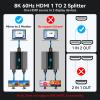 FQuanmap 8K HDMI Splitter 1 in 2 Out 4k 120Hz,HDMI 2.1 Splitter for Dual Monitors Support EDID Management HDCP 2.3 HDR 10 for Laptops PCs TV Boxes DVD Players PS5/PS4/PS3 view 3