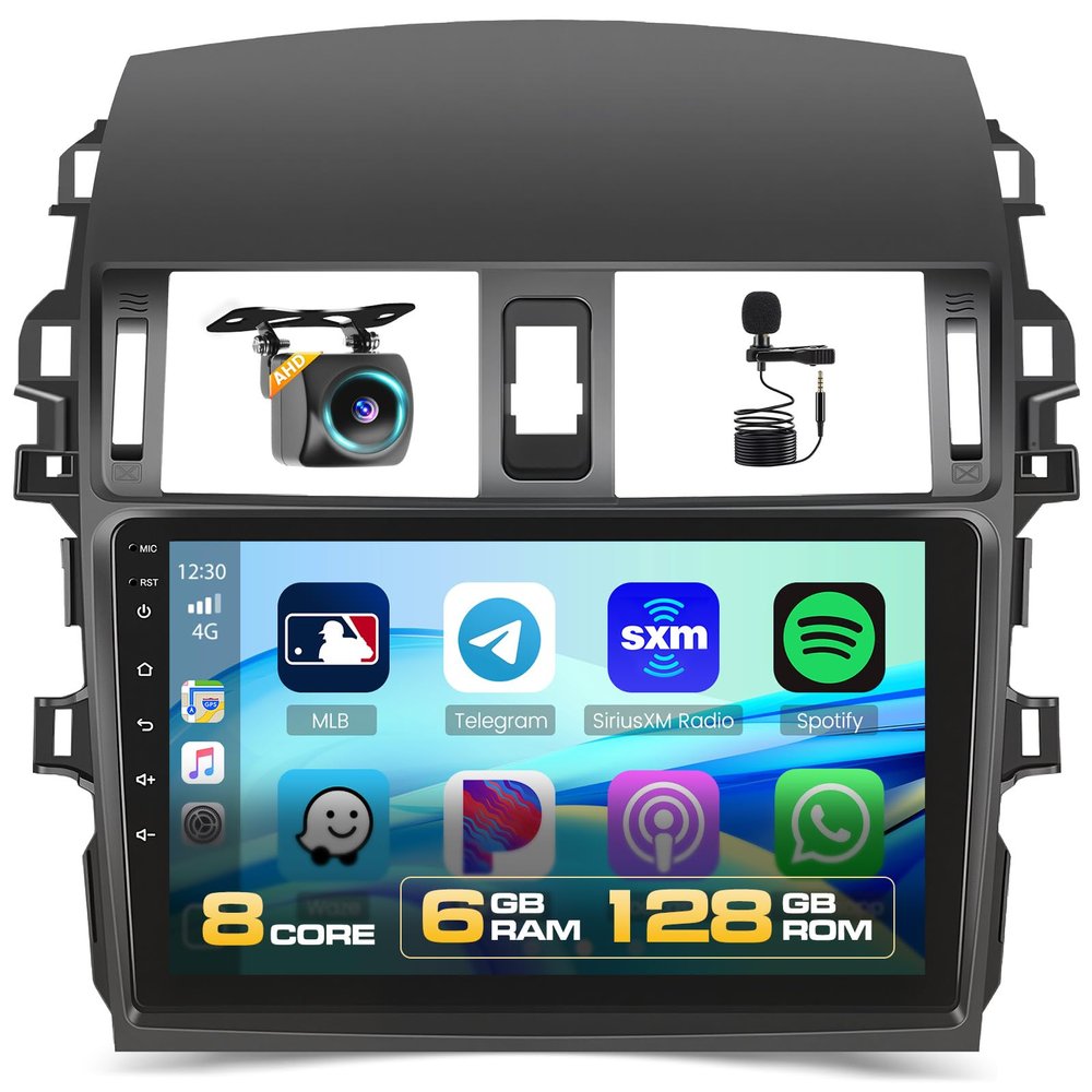 [8-Core 6+128G] for Toyota Corolla 2009-2013 Android 15 Car Stereo, Hikity 9'' IPS Touchscreen Corolla Radio Wireless Carplay Android Auto Bluetooth/5G WiFi, 1280P, GPS 32EQ/DSP/FM SWC Backup Cam+59UI
