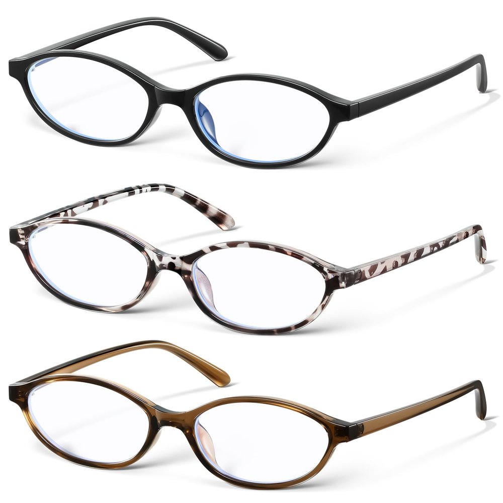 KUGUAOK Retro Oval Blue Light Blocking Glasses for Women 90s Design Small Cat Eye Eyeglasses Frame Gaming TV Bluelight Glasses