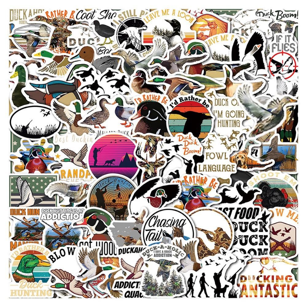 60Pcs Duck Hunting Stickers Waterproof Vinyl Decals for Water Bottles Cup Computer Mobile Phone Skateboard Guitar