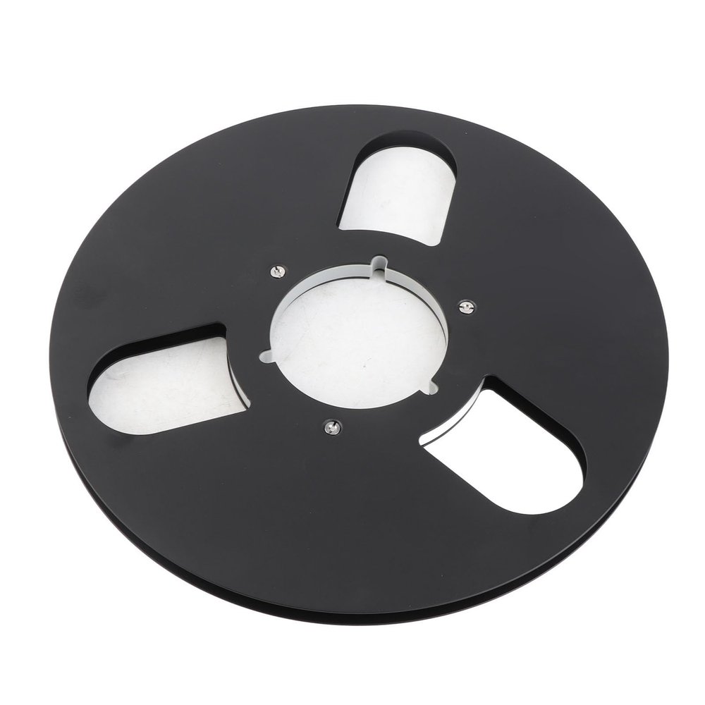 1/4 10 Inch Empty Tape Reel, Aluminum Alloy Material, NAB Recording Tape Reel, 3 Hole Windproof Design for Strength, Professional Accessory for Tape Recorder (Black)