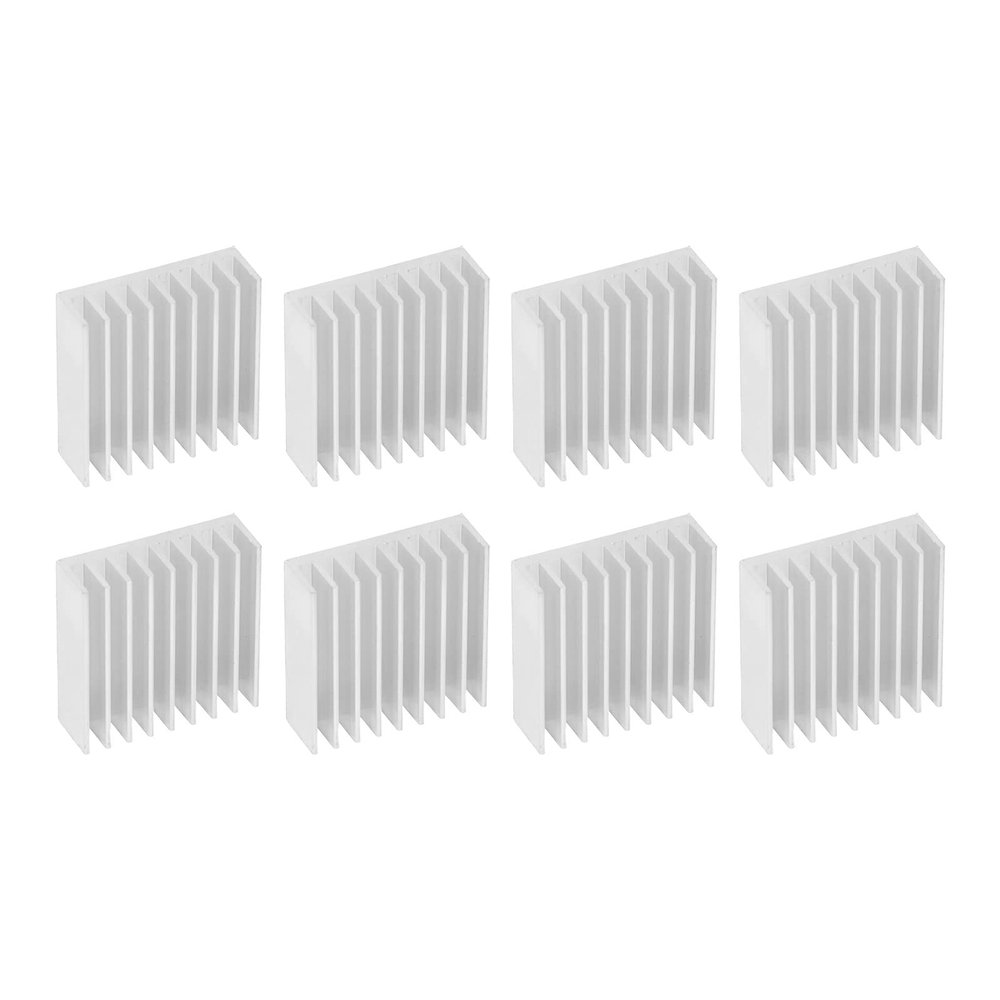 8Pcs 50x50x17mm Aluminium Heat Sink Set, Anodic Oxidation Treatment, Easy Install Cooling for Electronic CPU Chip Power Module, Efficient Thermal Heat Dissipation (with Back Glue)