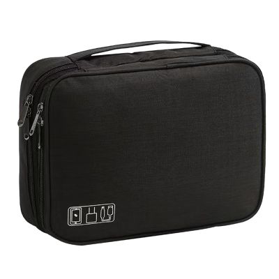 2 Layer Electronic Organizer,Cable Travel Organizer Bag, Electronic Accessories Travel Case For Adapter Plugs,Cable, Gadgets, Cord, Charger, Phone, Earphone, Large (Black)