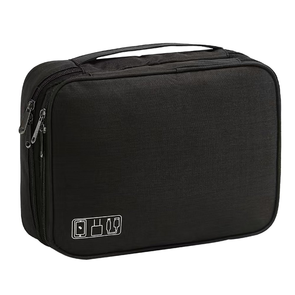 2 Layer Electronic Organizer,Cable Travel Organizer Bag, Electronic Accessories Travel Case For Adapter Plugs,Cable, Gadgets, Cord, Charger, Phone, Earphone, Large (Black)