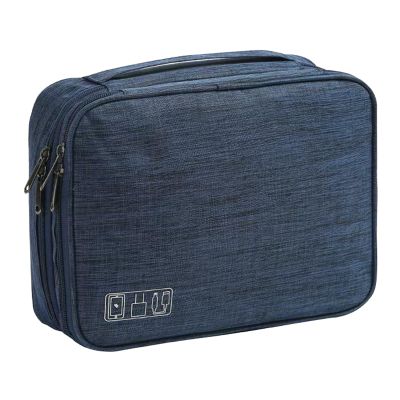2 Layer Electronic Organizer,Cable Travel Organizer Bag, Electronic Accessories Travel Case For Adapter Plugs,Cable, Gadgets, Cord, Charger, Phone, Earphone, Large (Navy)