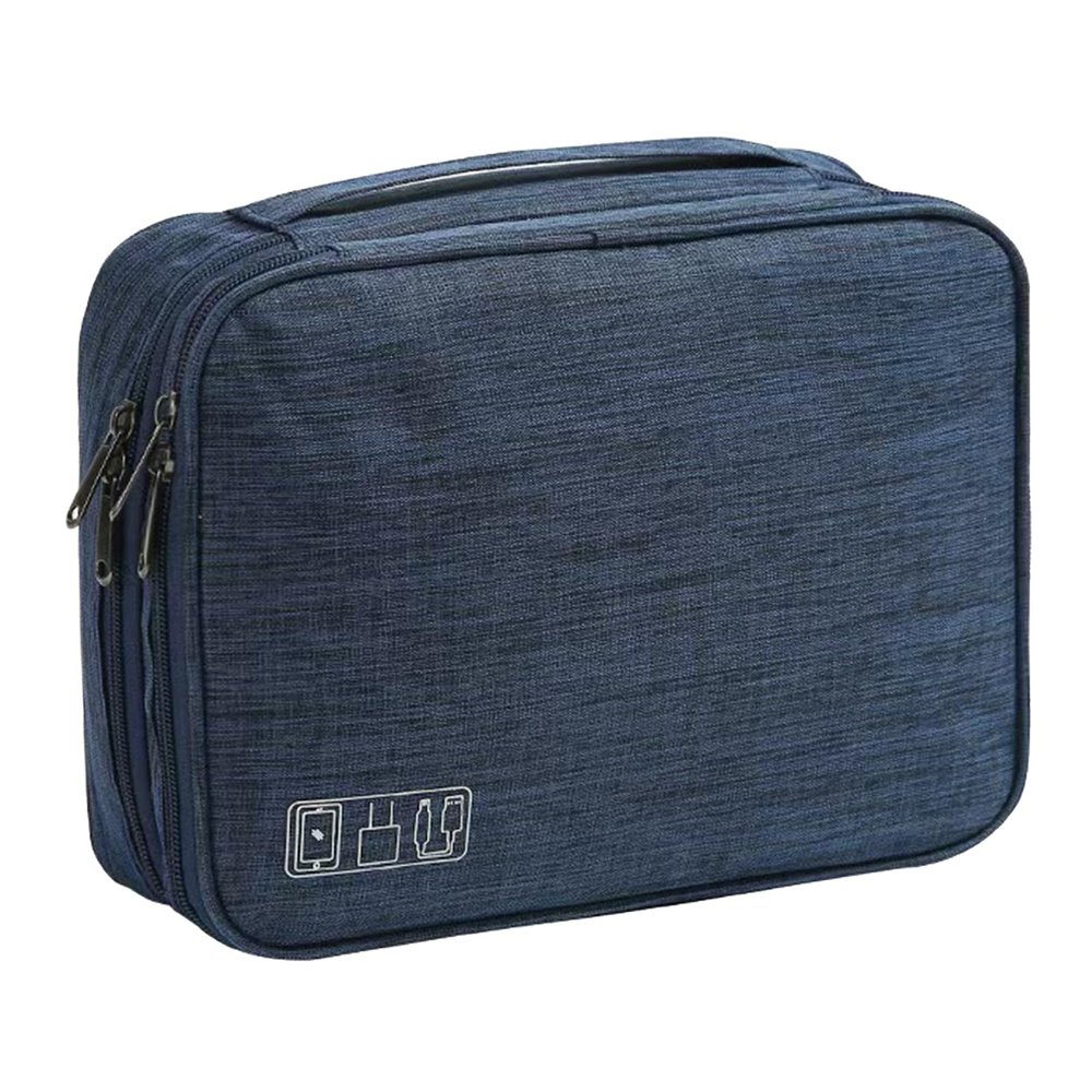 2 Layer Electronic Organizer,Cable Travel Organizer Bag, Electronic Accessories Travel Case For Adapter Plugs,Cable, Gadgets, Cord, Charger, Phone, Earphone, Large (Navy)