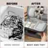 2 Layer Electronic Organizer,Cable Travel Organizer Bag, Electronic Accessories Travel Case For Adapter Plugs,Cable, Gadgets, Cord, Charger, Phone, Earphone, Large (Navy) view 4