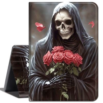 for Amazon Kindle Fire 7 case 2019/2017 Release 9th/7th Generation,Slim Lightweight Smart Shell Stand Cover with Auto Wake/Sleep for Amazon fire 7 Tablet 9th/7th Generation,Skeleton and Rose Flower