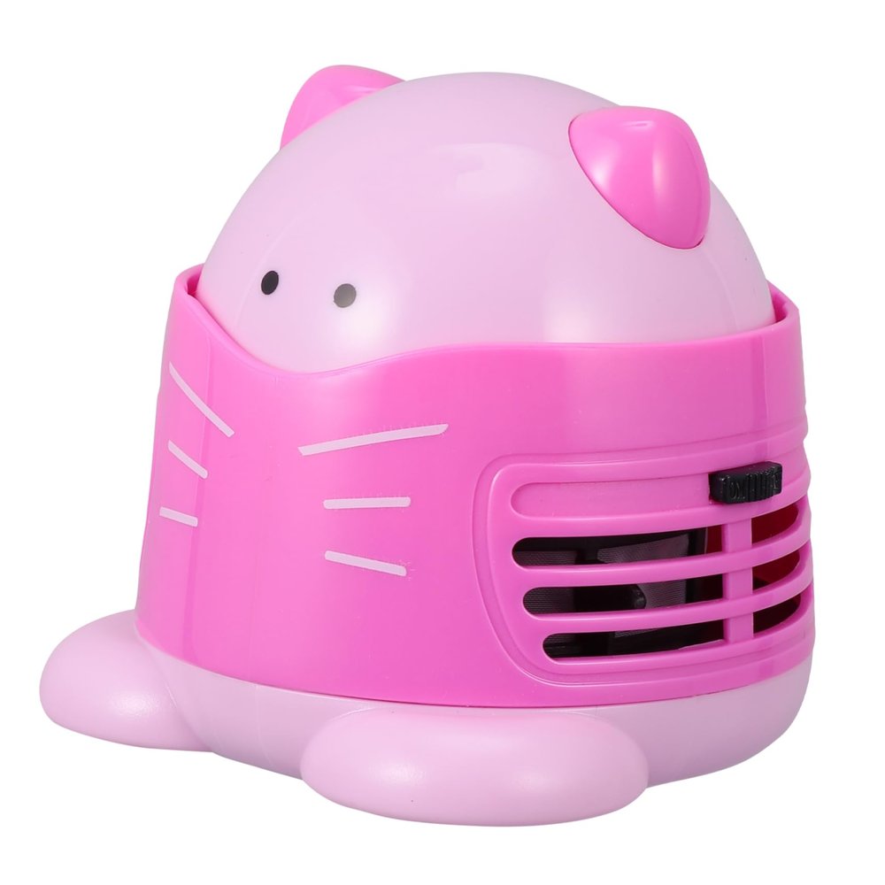 DOITOOL Vacuum Cleaner Dust Collector for Bead Painting Cute Cartoon Cat Desktop Dust Catcher Pink Strong Absorption for Home Office School and Car Cleanup