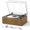 MANGOSTAN Walnut Wood CD Player with Speakers, Bluetooth Retro Portable Music Player for Home, Wired & Remote Control view 1