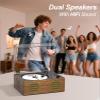 MANGOSTAN Walnut Wood CD Player with Speakers, Bluetooth Retro Portable Music Player for Home, Wired & Remote Control view 2