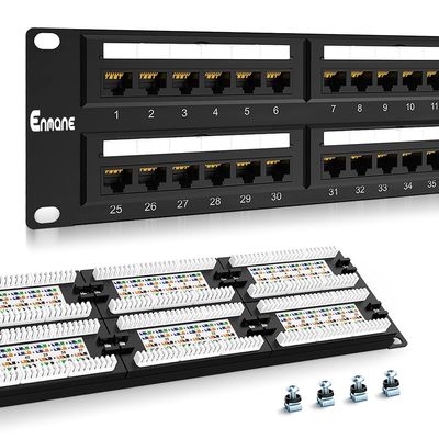 Enmane 2U 48port Patch Panel CAT6 Patch Panel (EC Listed) Rack Mount 19inch Ethernet Patch Panel Punch Down for Cat6, Cat5e, Cat5 Cabling (CAT6)
