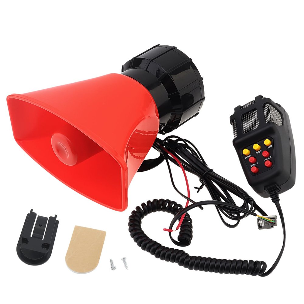 DriSentri Car Siren Horn with Mic PA Speaker System, 7 Tones Loud Car Alarm Horn Police Siren Speaker System 100W 12V Emergency Amplifier Alarm Kit for Car Truck Lorry Boat