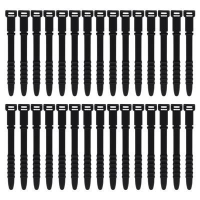 30Pcs Silicone Zip Ties Rubber Cable Ties 4.5 inch Reusable Zip Ties Elastic Cable Organizer for Wire Management (Black)