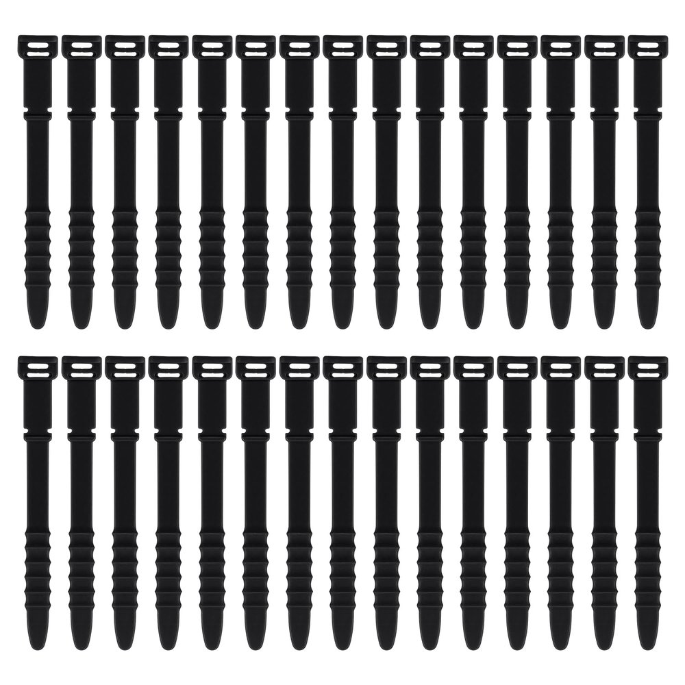 30Pcs Silicone Zip Ties Rubber Cable Ties 4.5 inch Reusable Zip Ties Elastic Cable Organizer for Wire Management (Black)