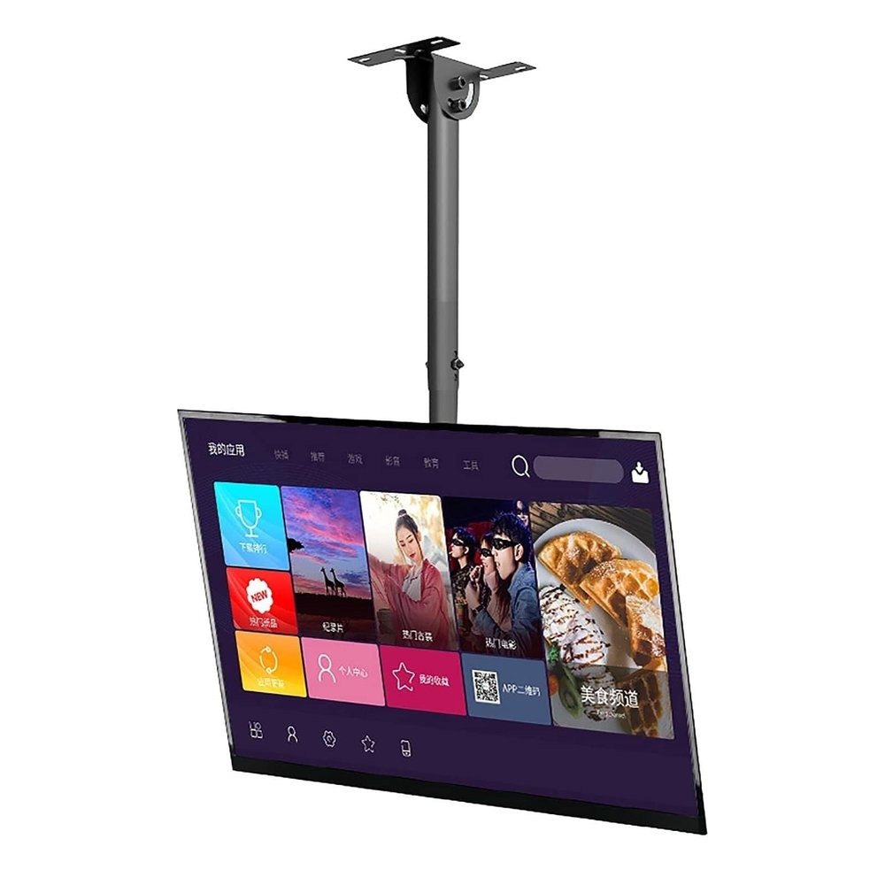 Adjustable Ceiling TV Mount for 14-32 Inch TVs, 360 Rotation, Tilt Adjustable, Max Load 30kg, Height Adjustable, Ceiling & Wall Mountable(0.54m)