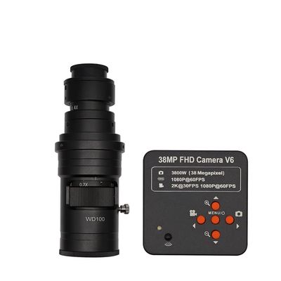 Lab Microscope Accessories 38MP 1080P HDMI Video Microscope Camera 130X 2000X 250X Adjustable Zoom C Mount Lens 56 LED Ring Light for CPU PCB Soldering(38MP 10-250X C Mount)
