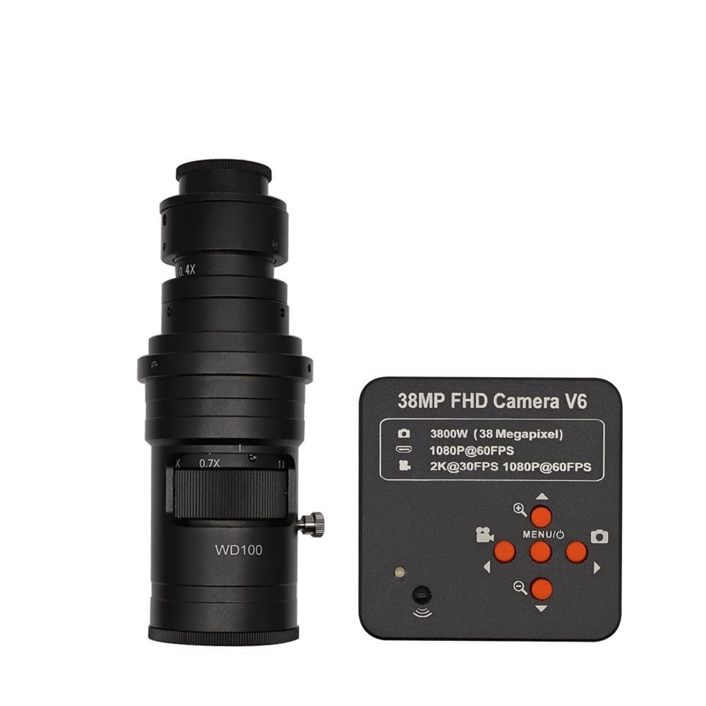 Lab Microscope Accessories 38MP 1080P HDMI Video Microscope Camera 130X 2000X 250X Adjustable Zoom C Mount Lens 56 LED Ring Light for CPU PCB Soldering(38MP 10-250X C Mount)