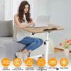Adjustable Overbed Table with Wheels, Rolling Standing Laptop Desk, Portable Computer Cart, 23.6-37.4 inch Height Adjustable, Tilting Desktop (White and Natural) view 3