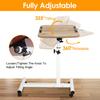 Adjustable Overbed Table with Wheels, Rolling Standing Laptop Desk, Portable Computer Cart, 23.6-37.4 inch Height Adjustable, Tilting Desktop (White and Natural) view 4