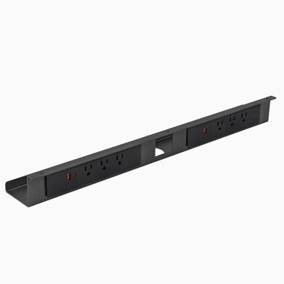Desky Mini Cable Tray  Under Desk Wire Organizer with Mounting Screws, Compact Metal Cable Management Tray for Office Desks  Space Gray, 8 Plug
