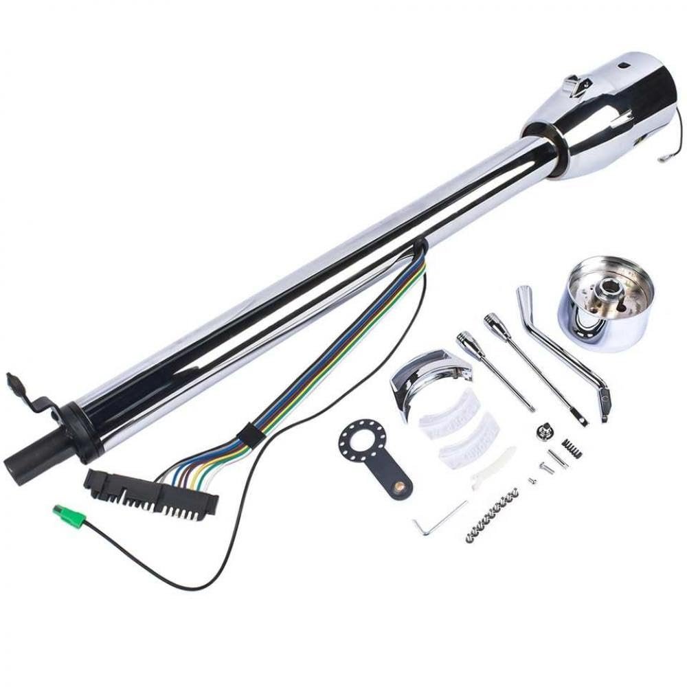 32 Inch Chrome Stainless Steel Non-Keyed Automatic Column Mount Compatible with 9 Hole Wheel Adapter R91002C-32 Alternative