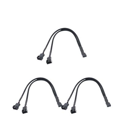 BOXUWFO HONGP 4 Pin Extension Fan Extension Cable Y Splitter Cable 4 Pin to 3/4 Pin Cable CPU PC Case Fan Extension Adapter Cable(3PCS Black)