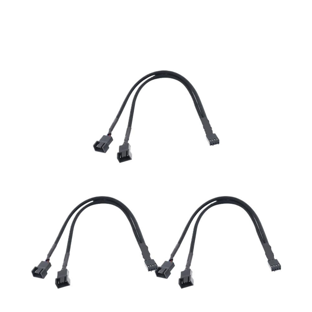 BOXUWFO HONGP 4 Pin Extension Fan Extension Cable Y Splitter Cable 4 Pin to 3/4 Pin Cable CPU PC Case Fan Extension Adapter Cable(3PCS Black)