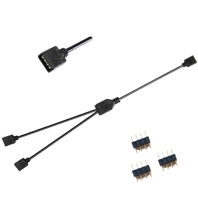 BOXUWFO HONGP 3Pin Extension Cable Adapter 30cm 1 to 1 2 3 4 5 12v 4pin Motherboard RGB SYNC Splitter(12V 4pin 1 to 2)