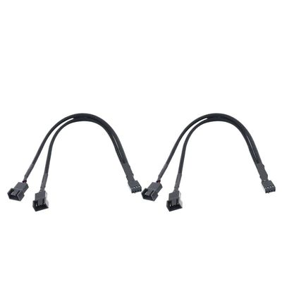 BOXUWFO HONGP 4 Pin Extension Fan Extension Cable Y Splitter Cable 4 Pin to 3/4 Pin Cable CPU PC Case Fan Extension Adapter Cable(2PCS Black)