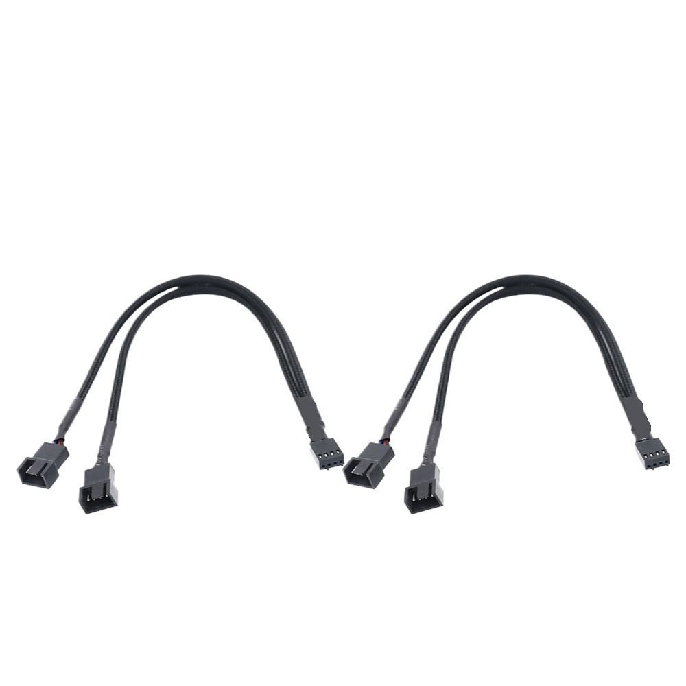 BOXUWFO HONGP 4 Pin Extension Fan Extension Cable Y Splitter Cable 4 Pin to 3/4 Pin Cable CPU PC Case Fan Extension Adapter Cable(2PCS Black)