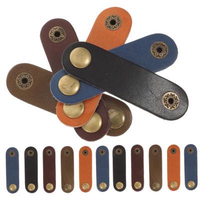 Angoily 16pcs Cable Organizers Leather Buckle Wire Managers for Desk Cable Clip Cord Management Cord Organizer Random Color
