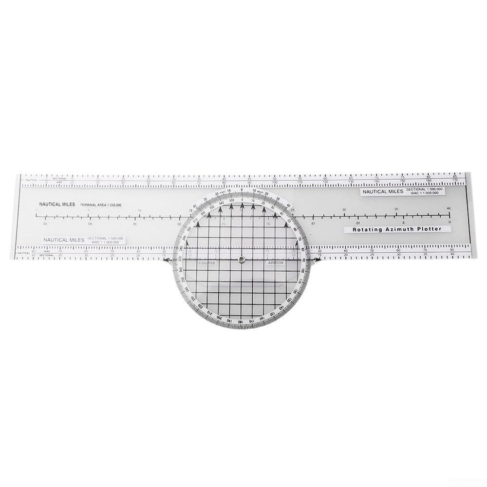 Aviation Slide Ruler 360 Rotatable Azimuth Plotter Navigation Engineering Measuring Tool for Pilots Flight Planning Map Reading 4 Scale Conversion