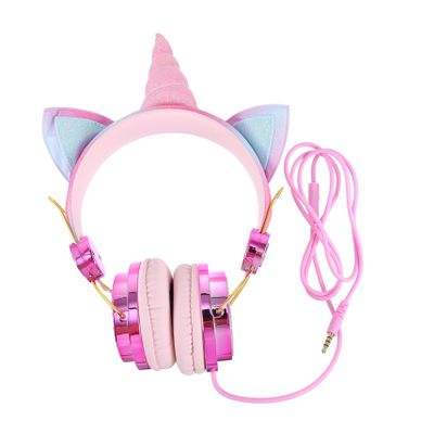 LIFKICH Wired Headphones for Adults Over The Ear Headset Cat Ears Earphones Microphone for Laptop Cellphone