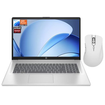 HP High-Performance Daily Use Laptop, 17.3" FHD Display, AMD Ryzen 5 7430U, 32GB RAM, 2TB SSD, Wi-Fi 6, Webcam, HDMI, Windows 11 Home, Silver, Bundle with Thunderobot Ergonomic Wireless Mouse