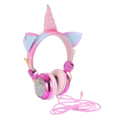 Angoily Unicorn Horn Cat Ear Headphones Fashionable Appearance Gentle Comfortable Earmuffs Boys and Girls Headset Microphone for Gaming Music Study