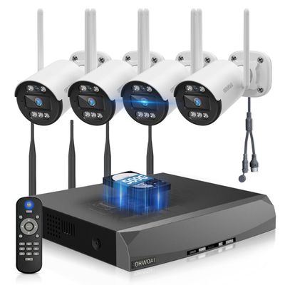 130Wide Angle & Two-Way AudioWireless Security Camera System Outdoor, WiFi Cameras Systems,Video Surveillance DVR Kits