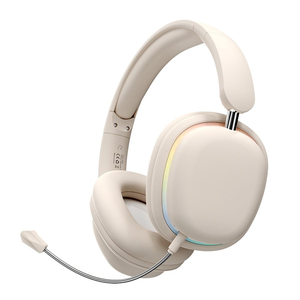 GZLMMY Wireless Headphones RGB Lighting Foldable Bluetooth Earphones Gaming Earphone with Mic auriculares (Off-White)