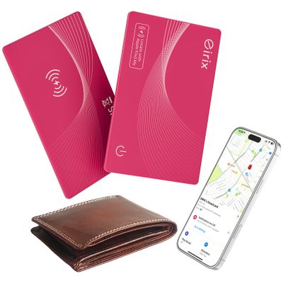 2026 [Apple MFi Certified] (iOS Only) Wallet Tracker Card, Rechargeable Thin Finder, Works with Apple Find My (iOS Only), Item Locator for Luggage Tags, Passports, Phone (Red, 1 Pack)