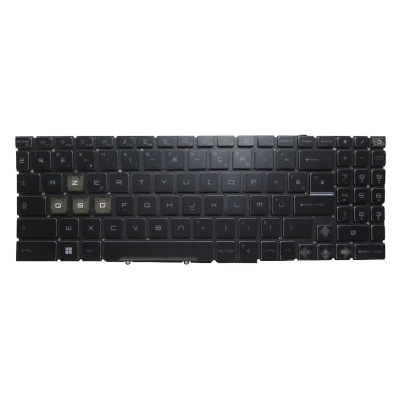 New Laptop Blue Monochrome Backlit Keyboard for MSI Bravo 15 C7UCX C7UDX C7VE C7VF French FR Black Without Frame