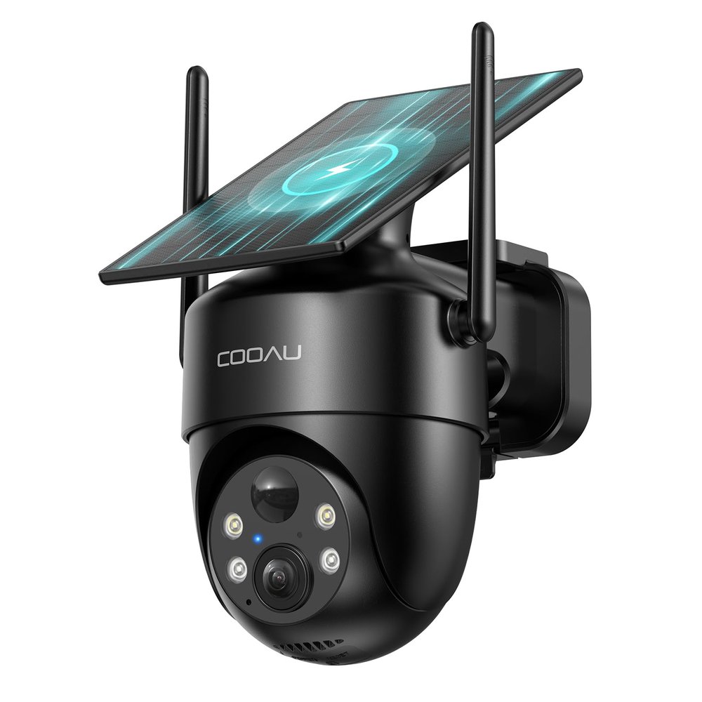 COOAU Solar Security Cameras Wireless Outdoor Low-Light Rechargeable, Easy to Install, 2K 360 Camera for Home Security, Surveillance Cam with AI Smart Detection, Color Night Vision, IP66, Alexa